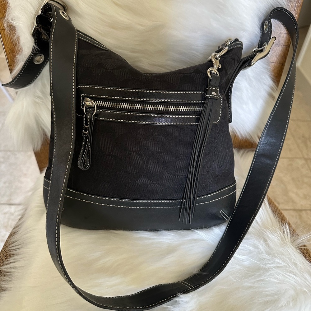 Coach Crossbody with monogram C leather accents and adjustable strap